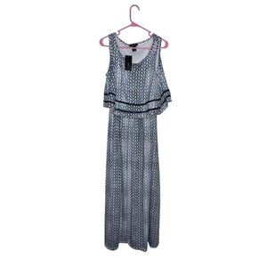 Robert Louis Blue & White Chevron Print Maxi Dress L